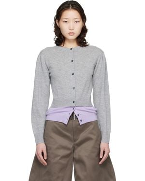 MERYLL ROGGE Cardigan Étagé Gris Et Mauve À Col Ras Du Cou