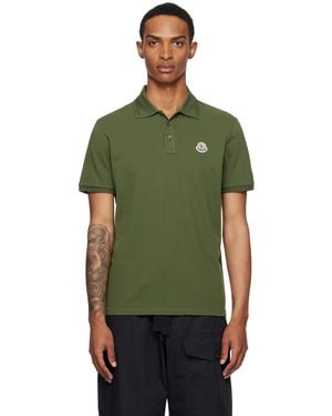 Moncler Logo Patch Cotton Piquet Polo - Green