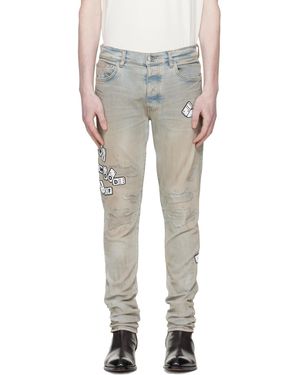 Amiri Domino Appliqué Skinny Jeans - White