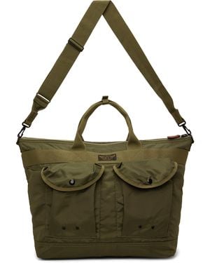 RRL Nylon Canvas Utility Messenger Tote - Green