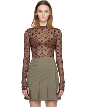Marine Serre Ssense Exclusive Moonogram Flock Ls Highneck Top - Brown