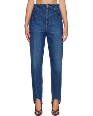 Mugler Washed Denim Cigarette Stirrup Jeans - Blue