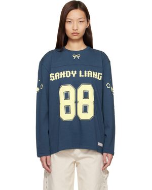 Sandy Liang T-Shirt À Manches Longues Princeton Bleu Marine