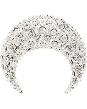 Marine Serre Crystal Moon Stud Single Earring - White