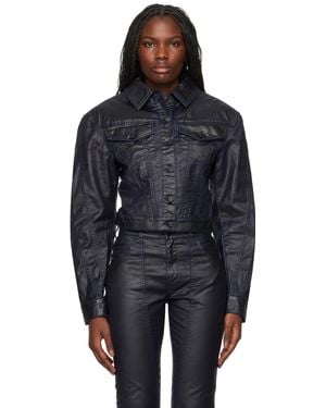 Mugler Waxed Denim Jacket - Black