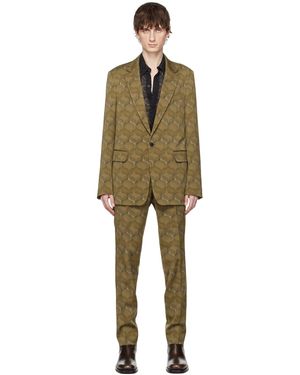 Dries Van Noten カーキ グラフィック スーツ - ブラック