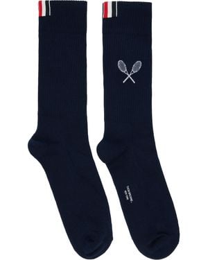 Thom Browne Tennis Racquet Athletic Socks - Blue