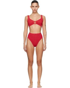 Hunza G Nadine Tonal Hoops Bikini - Red
