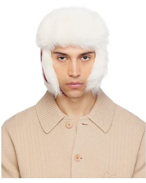 Burberry Off- Check Wool Trapper Hat - Natural