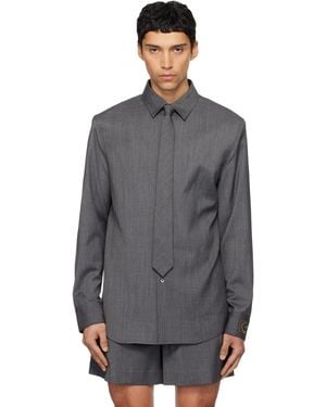 we11done Wool Tie Shirt - Black
