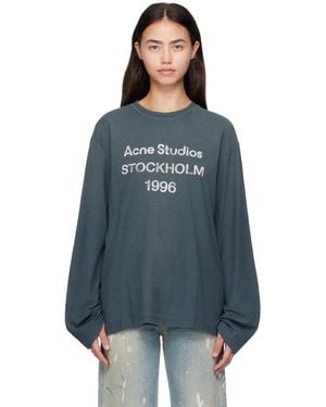 Acne Studios Long Sleeve Logo T-Shirt - Blue