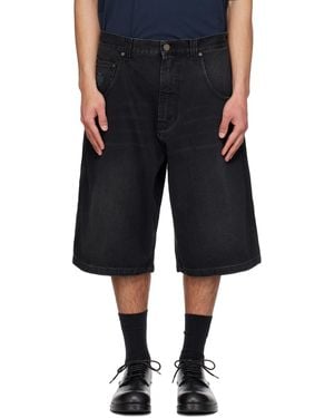 Vetements Appliqué Biker Cross Hip-Hop Denim Shorts - Black