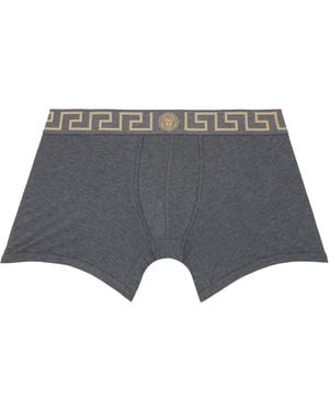 Versace Cotton-Jersey Long Boxer Briefs - Grey