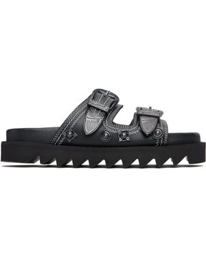 Toga Contrast Stitch Leather Sandals - Black