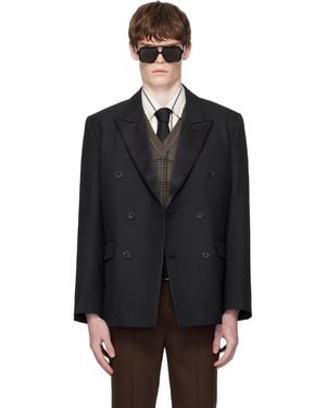 Ernest W. Baker Double Breasted Tuxedo Blazer - Black