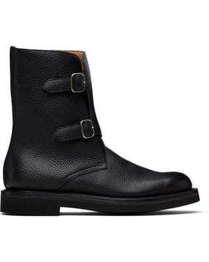 AURALEE Leather Work Boots - Black