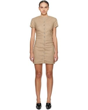 REMAIN Birger Christensen Tan Button Minidress - Black