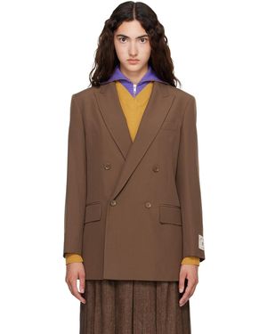 MM6 by Maison Margiela Taupe Wool Blend Suit Blazer - Brown