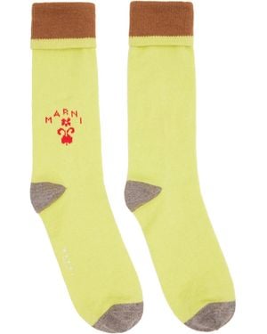 Marni Wool Flower Logo Socks - Yellow