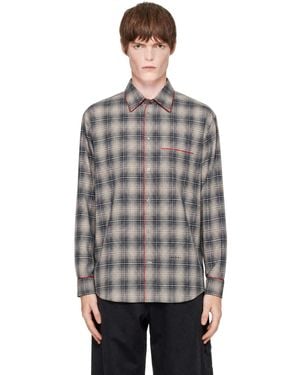Marni Chemise Brune À Motif À Carreaux Et À Passepoil - Gris