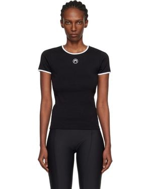 Marine Serre Moon Logo Bicolour Baby Fit T-Shirt - Black