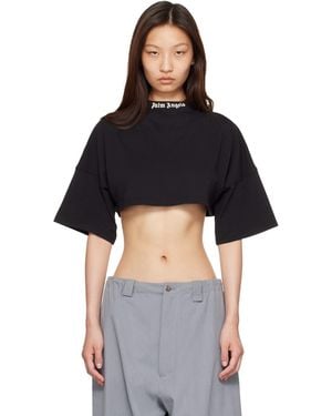 Palm Angels Back Curved Logo Mini T-Shirt - Black