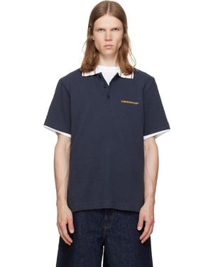 CASABLANCA Laurel Pique Short Sleeve Polo - Blue