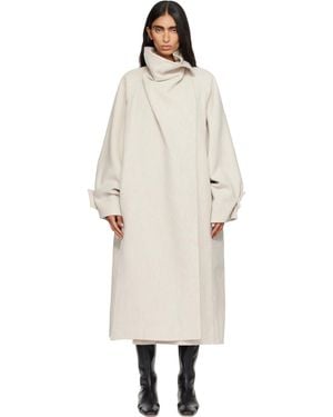 LE17SEPTEMBRE Cowl Neck Handmade Long Coat - Natural