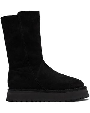 Y's Yohji Yamamoto Nubuck Leather Slip-On Boots - Black