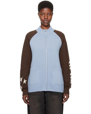 we11done Blue & Brown Zip Jacket - Black