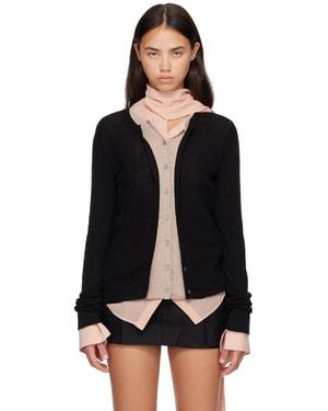 Acne Studios Cardigan Étagé Noir Et En Soie Et Laine