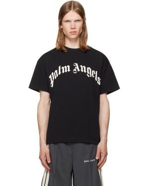 Palm Angels Curved Logo T-Shirt - Black