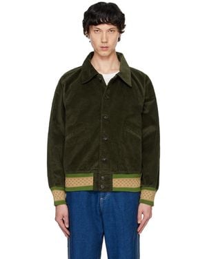 Bode Khaki Peerie Rib Banbury Bomber Jacket - Black