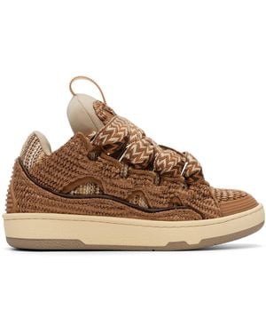 Lanvin Faux-Raffia Curb Trainers - Brown