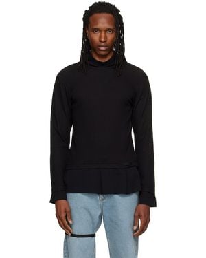 ALAINPAUL High Neck Layered T-Shirt - Black