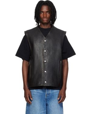Alexander Wang Boxy Moto Leather Vest - Black