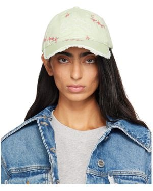 Ganni Printed Washed Cotton Cap - Blue