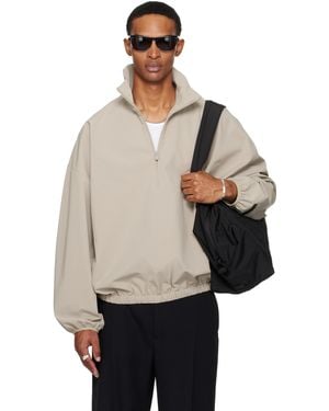 Fear Of God Taupe Sporty Half-Zip Jacket - Black