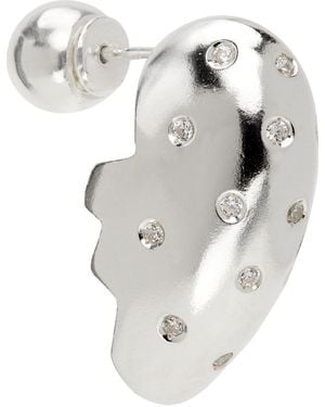lesugiatelier Crystal Half Heart Earring - Gray