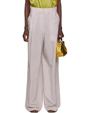Dries Van Noten Pantalon Ample Gris Et Rose À Plis - Noir
