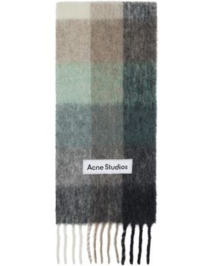 Acne Studios マルチカラー モヘア チェック マフラー - ブラック