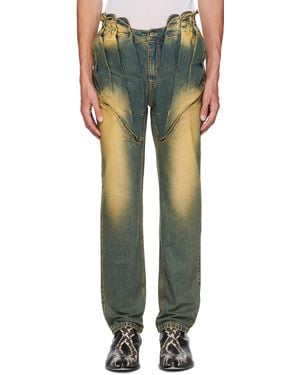 JUNTAE KIM Gathered Corset Jeans - Green