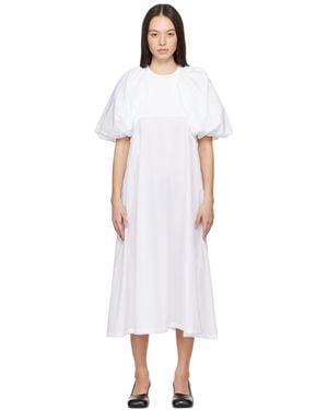 Noir Kei Ninomiya ホワイト パフスリーブ ミディアムワンピース - ブラック