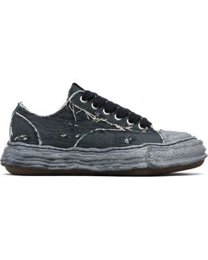 Maison Mihara Yasuhiro 'Peterson23' Og Sole Ripped Overdye Canvas Trainers - Black