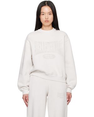 T By Alexander Wang Pull Molletonné Blanc Cassé À Logo À Effet Usé