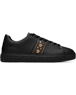 Versace Greca Embellished Nylon Sneakers - Black