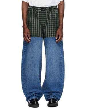 Alexander Wang Jean Décontracté Bleu Et Vert À Taille De Style Boxer