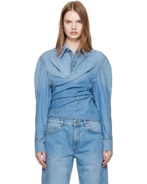 Mugler Wrapped Chambray Shirt - Blue