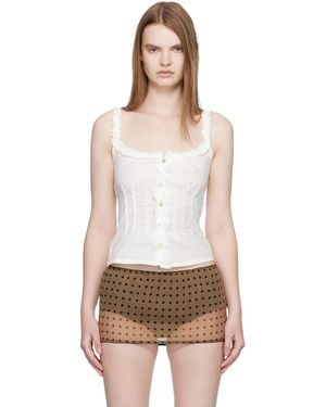 Fruity Booty Broderie Tank Top - White