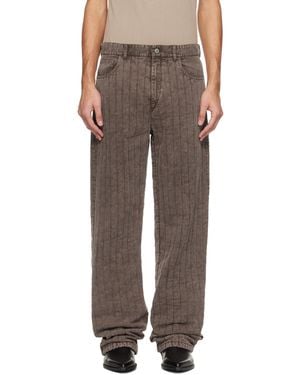 Mugler Quilted Twill Trousers - Brown
